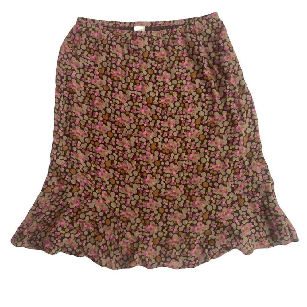 J Jill Womens Sz 12 Polka dot A Line Ruffle Midi Skirt Romantic Office Girly